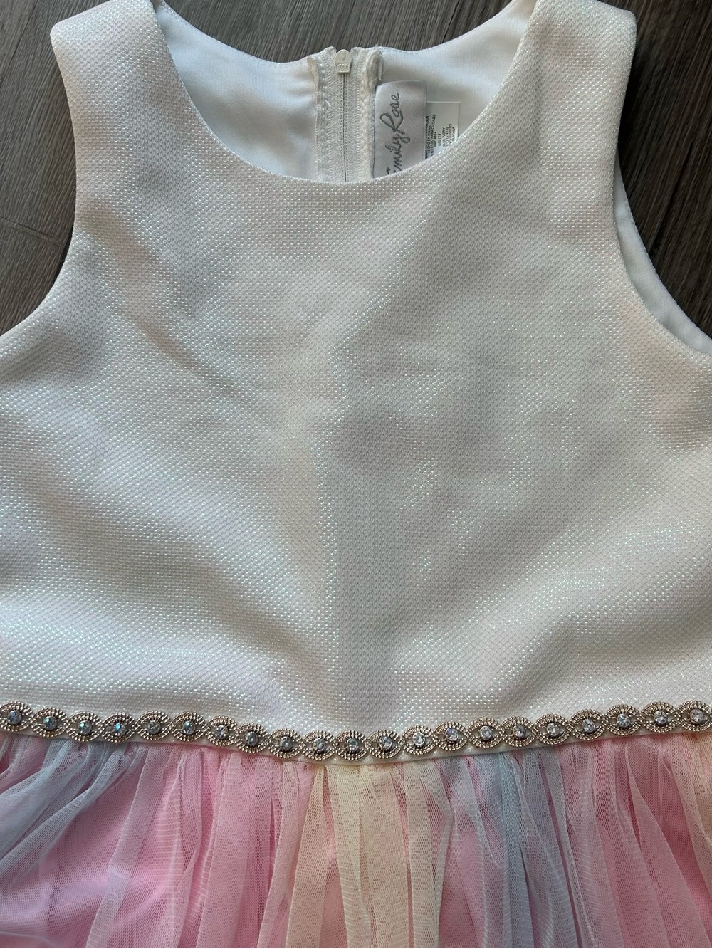 Emily Rose White Bodice Pastel Rainbow Tulle Flower Girl Dress Size 12 - Picture 2 of 10
